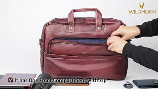 WildHorn Leather Laptop Messenger Bag for Men MB584 FINAL [upl. by Nauqet324]