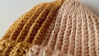 crochet beanie ribbed capcrochet crochetbeginner beginnerfriendly beanie cap handmade viral [upl. by Goodhen926]