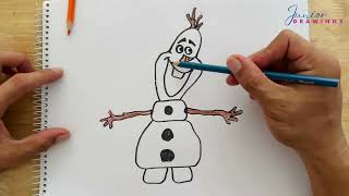 How to Draw Olaf Snowman  Junior Drawings [upl. by Aillicec]