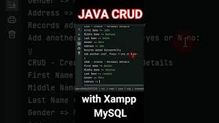 JAVA CRUD using IntelliJ with Xampp MySQL short shorts [upl. by Nuawaj]