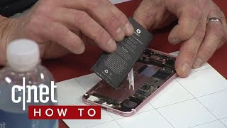 How to replace an iPhone 6S battery stage demo at CES 2018 [upl. by Newbill]