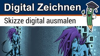 SKIZZE DIGITAL AUSMALEN Tutorial  Digital Zeichnen lernen  Bleistiftzeichnung amp Procreate [upl. by Race]