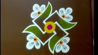 2 Mini Rangoli designs 🌺 533 amp 422 dots Small Muggulu 🌺 Sukravaram Traditional kolangal [upl. by Redna]