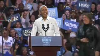 Obama drops Eminem verses with Moms Spaghetti amp more after Detroit rapper introduces him at rally [upl. by Norrahs]