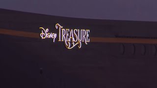 LISTEN Disney Treasure blares cruise ship horn on arrival to Port Canaveral [upl. by Fesoy594]