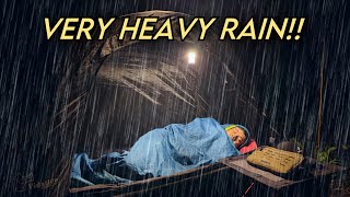 Very Heavy Rain Camping‼️Solo Camping in Floating Tent in Rainstorm [upl. by Aslam]