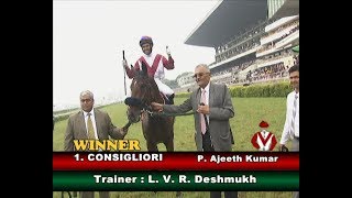 Consigliori with P Ajeeth Kumar up wins The Deccan Derby Gr 1 2019 [upl. by Kinch551]