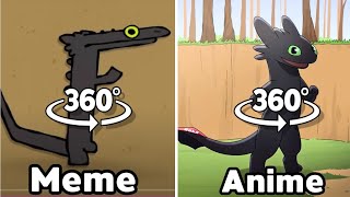 Toothless Dancing Vs Anime Toothless Dance 360º VR [upl. by Longtin]