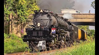 Union Pacific Railroad Big Boy Steam Locomotive 4014 departing St Louis MO on De Soto Sub 91224 [upl. by Onitnatsnoc54]