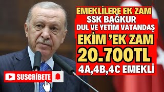 EMEKLİ MÜJDE 4A4B4C SSK SGK BAĞKUR MAAŞ ARTIŞLARI 20400TL EK ZAM MAAŞ TABLOSU DUL YETİM YENİ [upl. by Ramedlab]