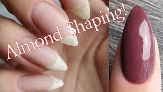 HOW TO Shaping Almond Nails Before and After Dip Powder Application [upl. by Beane]