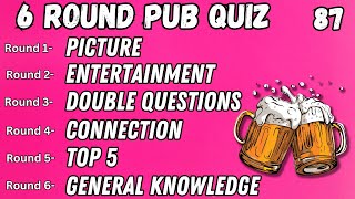 Online Pub Quiz  6 Rounds Picture Entertainment Double Questions Pictogram Top 5 and GK No87 [upl. by Scheck]