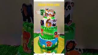 Jungal theme cake 😀 three tier cake decorating ideas 👍😊 shorts  Krutikas Kitchen [upl. by Ariayek866]