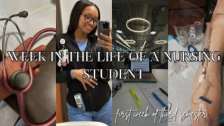 WEEK IN THE LIFE OF A NURSING STUDENT ♡  maternity lecture iv skills lab nurse extern and more [upl. by Senzer296]