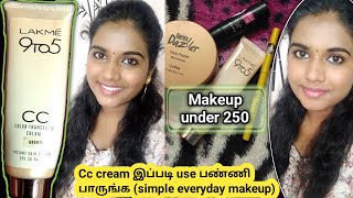 Lakme CC cream makeup Everyday simple makeup using only 4 products  Lakme CC cream review in tamil [upl. by Euqinitram]