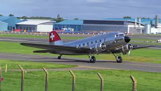 Swiss Historic Flight Beech 18 x 3  Dakota DC3 [upl. by Ankeny381]