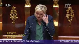 Marine Le Pen intervient sur la réforme du droit des contrats [upl. by Nnylecoj796]