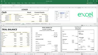 How to automate Accounting Ledger Trial Balance Income Statement Balance Sheet in Excel  English [upl. by Wright476]