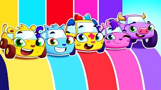 Five Little Cars Funny Race Song  Where is My Color Kids Songs by Baby Cars [upl. by Shulock]