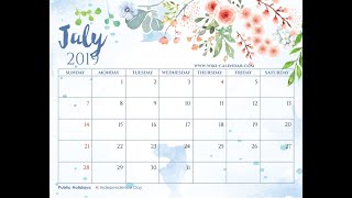 Blank July 2019 Calendar Printable [upl. by Fleeta]