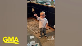 Toddler goes viral with adorable Boom Chicka Boom song with mom [upl. by Leviralc514]