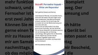 EMail auf Deutsch schreiben Fernseher Reparaturhilfe  germanforbeginners germanbasics deutsch [upl. by Hazmah]