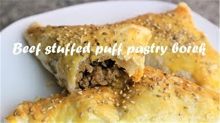 Beef stuffed puff pastry borek recipe [upl. by Adnilre583]