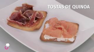 Tostas de quinoa de jamón ibérico y salmón ¡Facilísimas [upl. by Bittencourt]