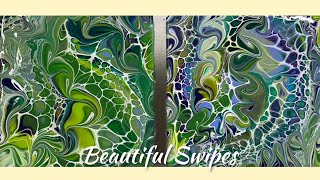 1545 Swipe and Swirl on Coasters Acrylic Paint Pouring Fluid Art [upl. by Tab]