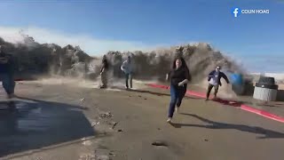 Rogue wave slams into Southern California beachgoers 9 hospitalized [upl. by Keir954]