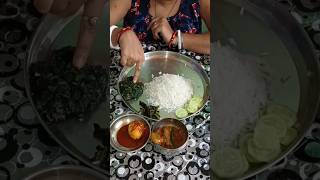 Rice sakh vaja peyaj koli vaji sosha egg curry and fish curry food [upl. by Ahpla258]