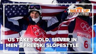 US takes gold silver in mens freeski slopestyle at Olympics [upl. by Lledroc]