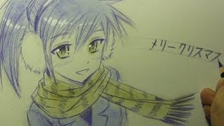 Drawing Time Lapse Manga Girl with Earmuffs [upl. by Aerdnuahs223]