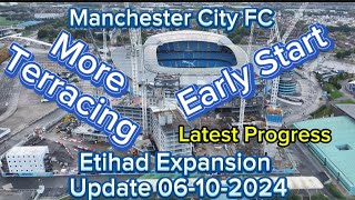 Manchester City FC Etihad Stadium Expansion Update 06102024 latest drone footage 4k [upl. by Adiazteb]