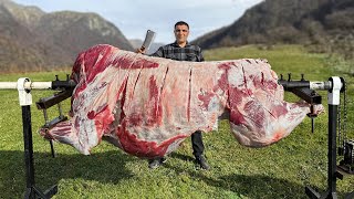 Cooking Shawarma From A Whole 100kg BULL On A Spit A Grand Dish For All Children [upl. by Lianne210]