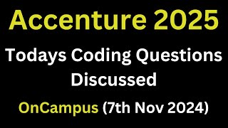 7th Nov 2024 Accenture Todays Actual Coding Questions 2025 Batch  Accenture Coding accenture [upl. by Roderigo693]