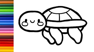 🌈 Desenho de Tartaruga e Mais Animais Marinhos 🐢🌈 Desenho Pintura e Coloração Para Crianças [upl. by Eiddal592]