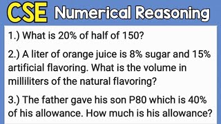 Numerical Reasoning for Civil Service Exam PERCENTAGE [upl. by Ahsar]