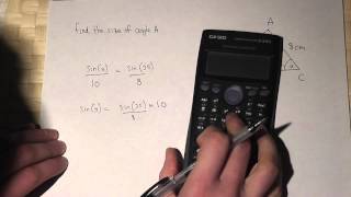 GCSE Maths How to find angles using the SineRule Trigonometry [upl. by Kcirddet]