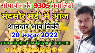 सोयाबीन की 9305 क्वालिटी का मंदसौर मंडी का भाव 20 अक्टूबर 2022  Soybean Ka Bhav  Soybean Rate [upl. by Amsab103]