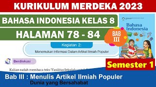 BAHASA INDONESIA KELAS 8 HALAMAN 7884 SEMESTER 1 KURIKULUM MERDEKA [upl. by Klayman]