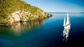 Lake Taupo central North Island of New Zealand famous for its trout fishing amp fly fishing [upl. by Zennas]