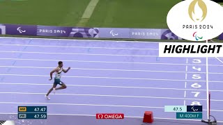 Para Athletics Mens 400m T12 Highlights 2024  Bouja Sprints To Paralympic Gold Medal 2024 [upl. by Cyndi295]