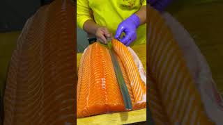 Slicing Perfection Filleting Salmon for Sushi Like a Pro 🍣🐟 SushiSkills SalmonFillet ChefLife [upl. by Bernadene]