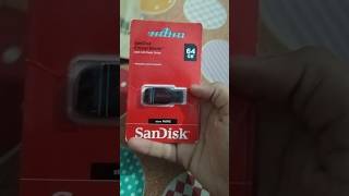 sandisk Cruzer blade 64gb pendrive unboxing  usb pendrive sandisk 64gb ytshorts unboxing yt [upl. by Atsylac]