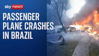 Passenger plane carrying 61 people crashes in Brazil [upl. by Filberte135]