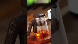 High quality onetouch tea strainer set Borosilicate glass teapot water will flow out automatically [upl. by Inalan]