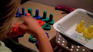 Alana doing Nuts and Bolts Work Box at our Autism TEACCH Method Work Station at Home part 3 [upl. by Muncey]