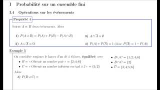 Probabilités Cours I4  Opérations sur les événements [upl. by Telford]