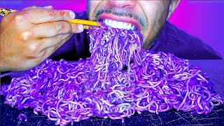 ASMR PURPLE NOODLES CHALLENGE  NO TALKING EATING BIG BITES SLURPING MOUTH SOUNDS [upl. by Hildy]